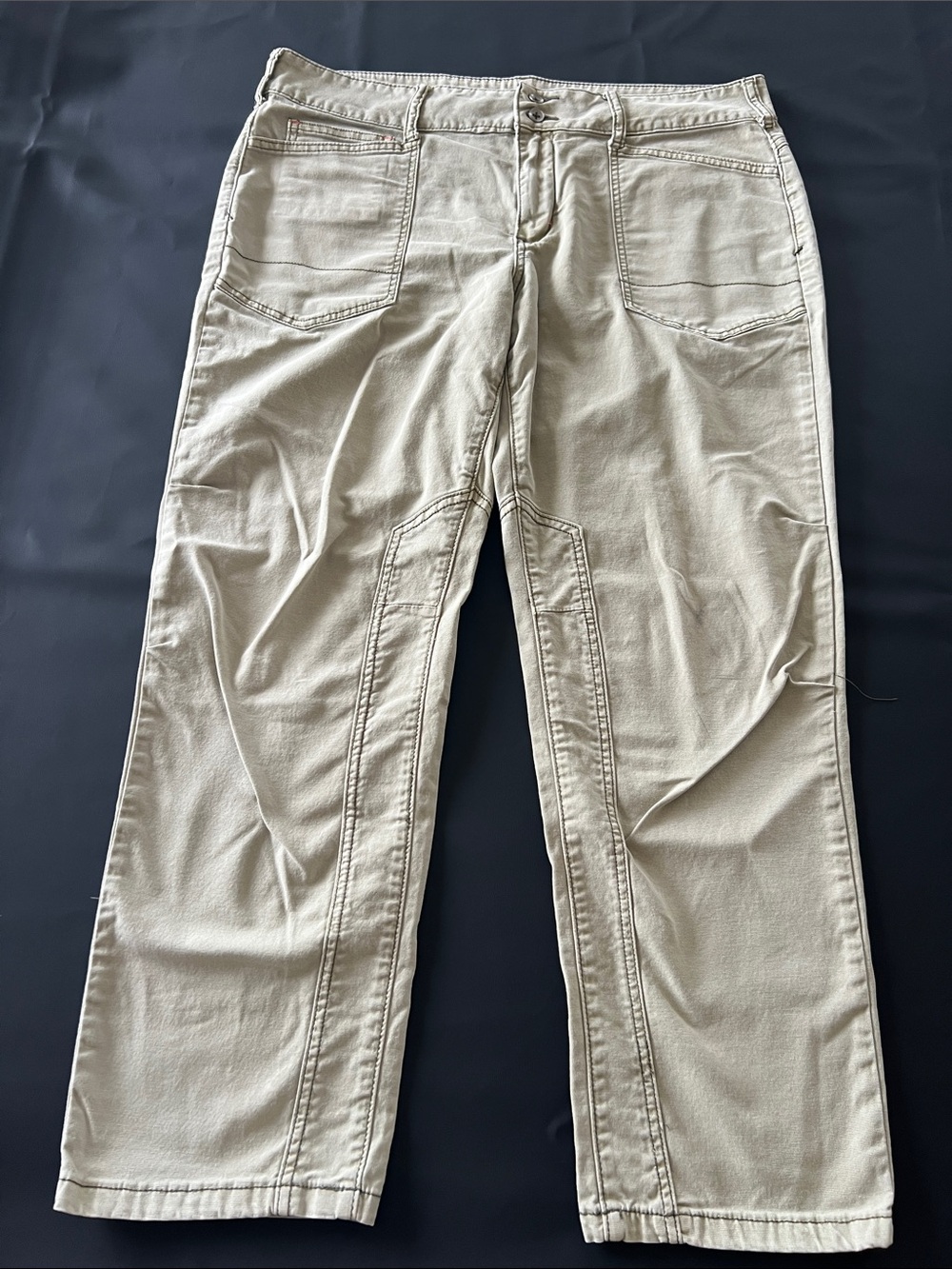 Pilcro Beige Straight-Leg Workwear Pants